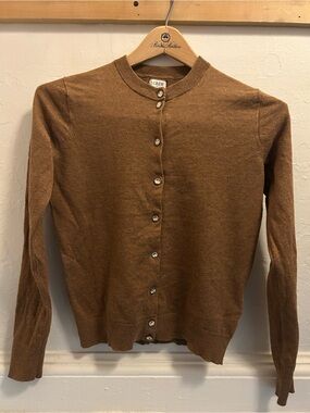 J. Crew Women's Chestnut Crewneck Cardigan with Rhinestone Buttons